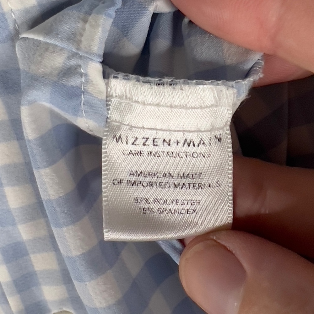 Mizzen+Main Leeward Button Up Shirt‎ Men's 2XL Trim Fit Light Blue Gingham Check - Picture 5 of 11